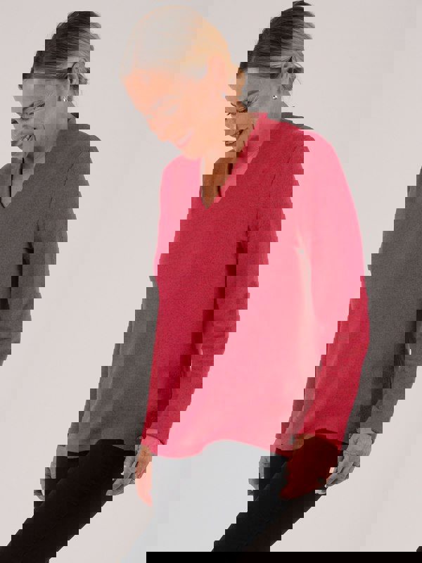 PennyPlain Hi Back V Long Sleeve  - Fuchsia