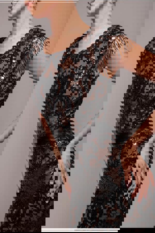 Tassel Split Maxi Dress - Black DR2616