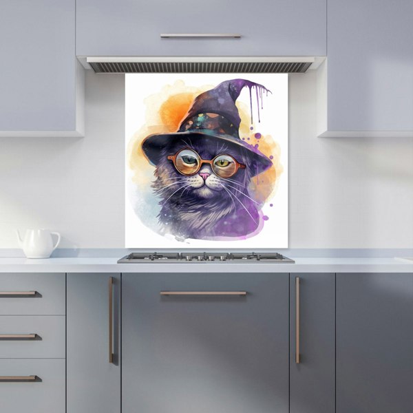 Warren Reed - Designer Splashart Cat In A Witches Hat Kitchen Splashback