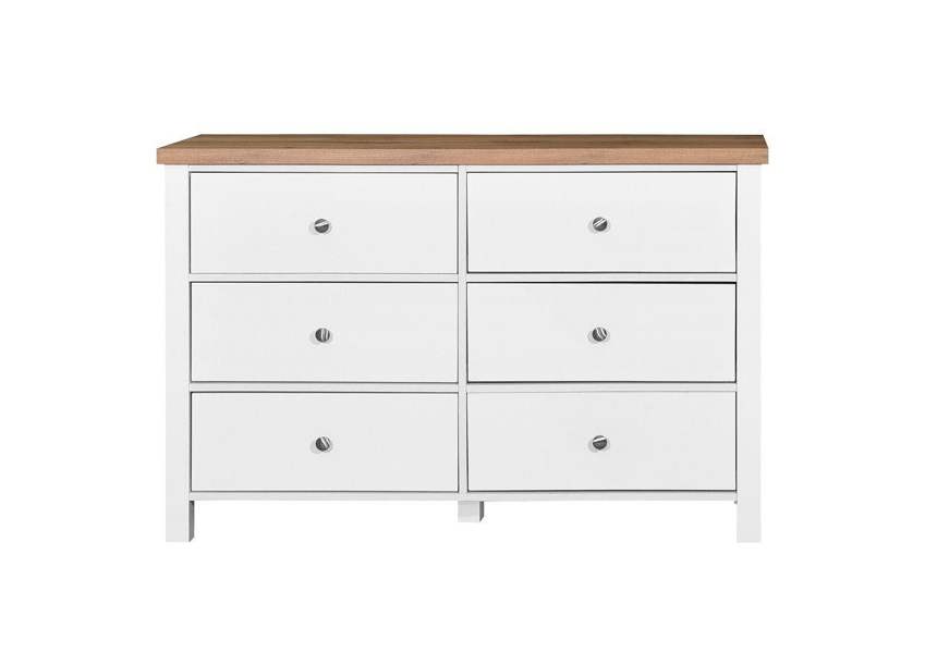 Timber Art Design Astbury 6 Drawer Bedroom Cabinet Chest of Drawers White and Oak