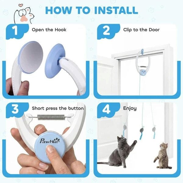 Interactive Cat Toys for Indoor Kittens & Adult USB Rechargeable Door Hanging Bouncing Mouse Teaser