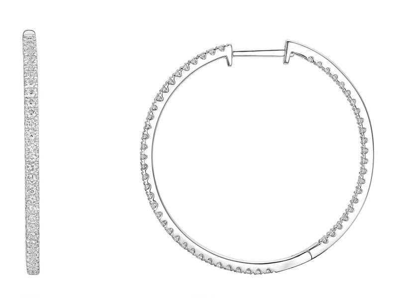 Sarah Layton Diamond Round Hoop Earrings, 1.00ct - 9ct White Gold - C20.0091.9WEA