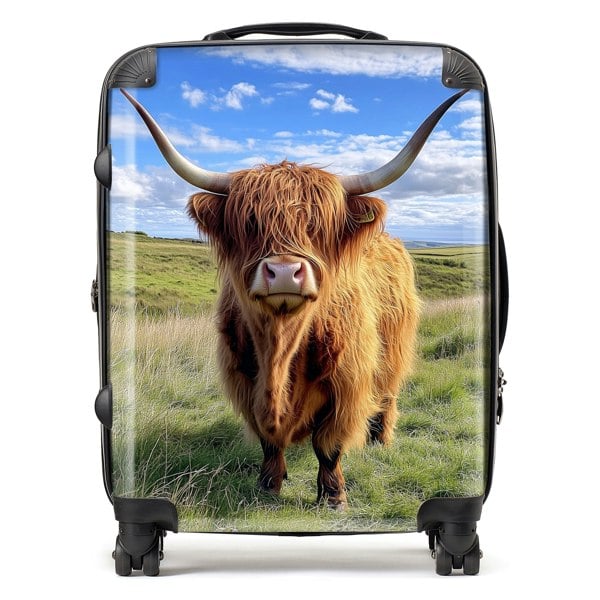 Warren Reed Highland Cow In Summer Suitcase