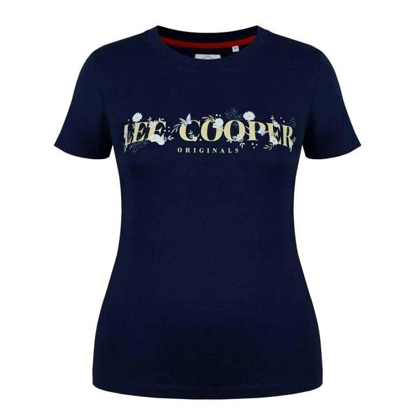 Lee Cooper Womens/Ladies Classic Floral Logo T-Shirt - Navy Blue - 