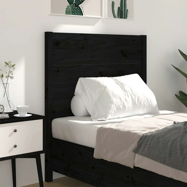 Berkfield Headboard Black 96x4x100 cm Solid Wood Pine