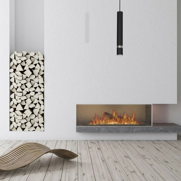 Milagro Joker Contemporary Pendant Lamp 1XGU10 Hand Made Cylindrical Style Light Finished in Matt Black With Chrome Detail