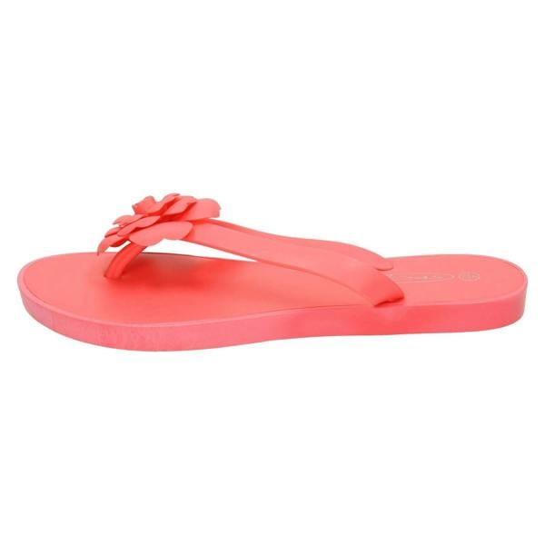 Spot On Ladies Spot On Flat Toepost Flower Trim Sandal