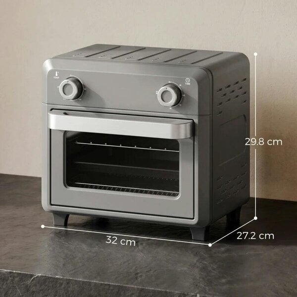 Bobobiy 10L Air Fryer Oven, Mini Oven, Grill, Roast, Bake, with Adjustable Temperature, Timer, 1000W, Grey