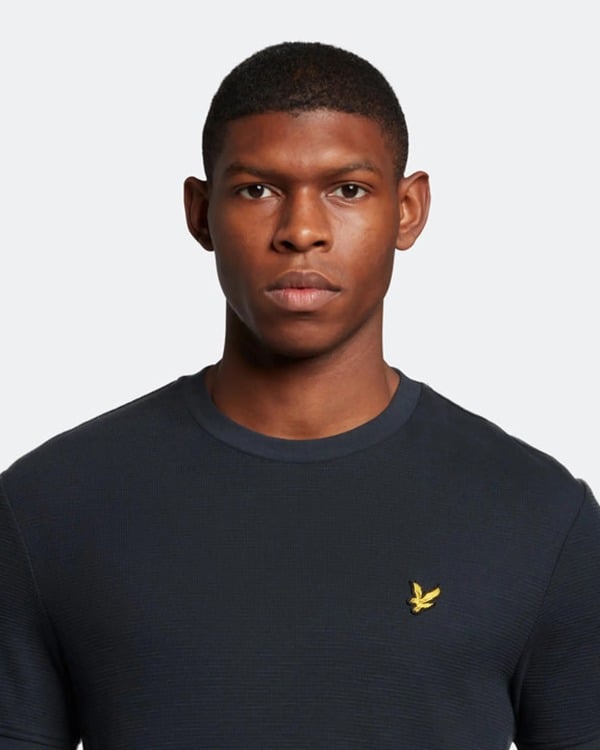 Lyle & Scott Milano Trim Waffle T-Shirt - Navy Blue