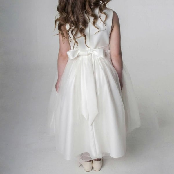 bow on back of ivory dress