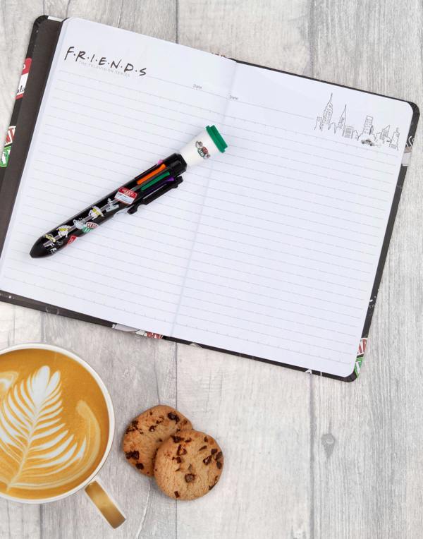 Friends Womens Black Logo & Icons Print Composition Notebook and Pen (One Size)