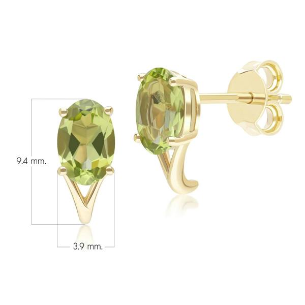 Gemondo Classic Oval Peridot Stud Earrings in 9ct Yellow Gold 7x5mm