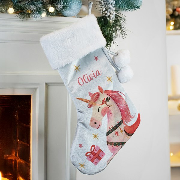 Personalised Memento Company Personalised Unicorn Christmas Stocking