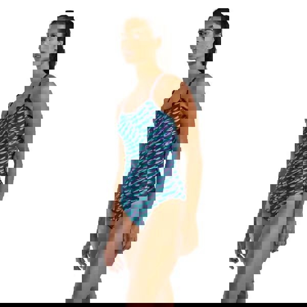 Navy green Dragonflyte Durafast Elite Trinity swimsuit with blue green pattern