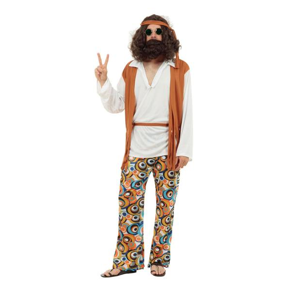Bristol Novelty Mens Hippie Costume - Multicoloured - 
