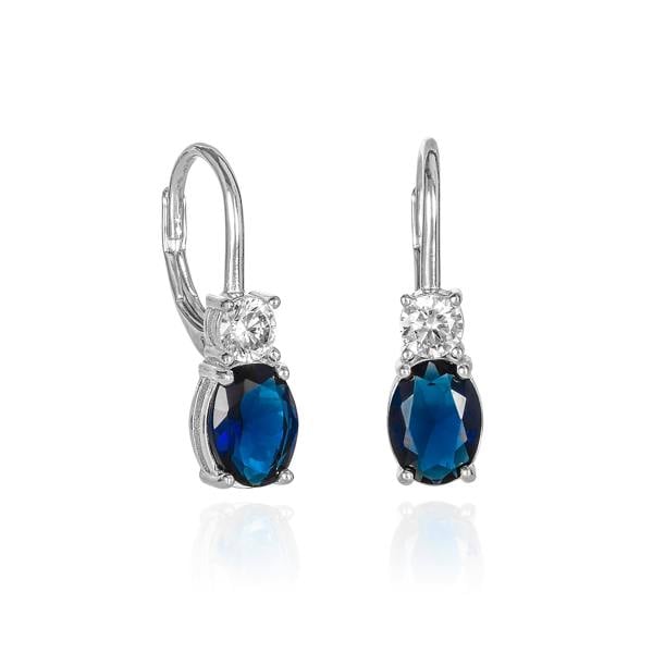 namana 925 Sterling Silver Leverback Blue Oval Drop Earrings