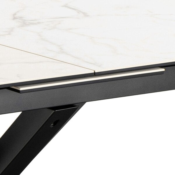 Wyld Haus Perth 200cm White Ceramic Extendable Dining Table Industrial Black Metal Legs