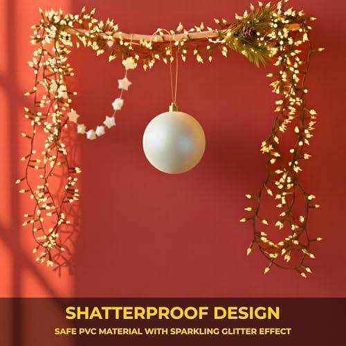 2cm White Glitter Christmas Bauble for Tree and Home Festive Display Decoration image 6