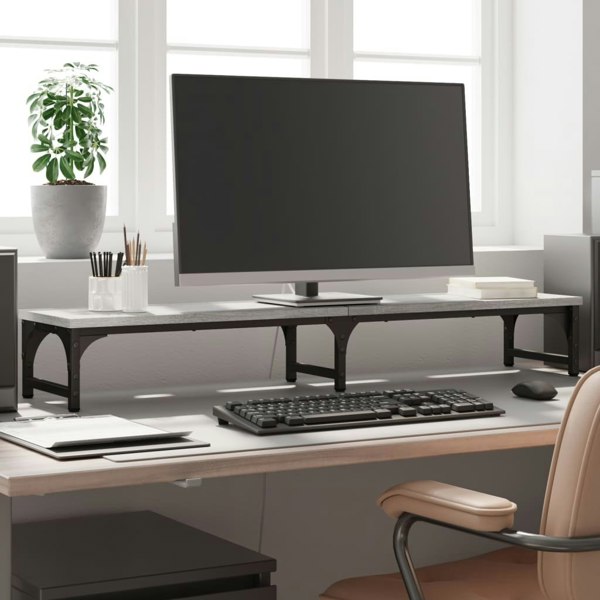 Berkfield Monitor Stand Grey Sonoma 105x23x15.5 cm Engineered Wood
