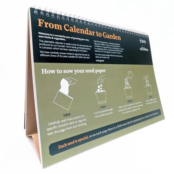 RHS, Plantable Veg & Herb Large Easel Desk Calendar 2027, Desk Calendars, Month To View, Lifestyle, Gift