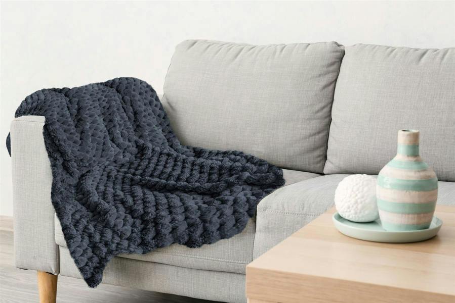 Lush Faux Rabbit Fur Black Throw 127x152cm