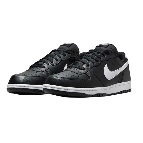 Nike Mens Court Borough Swoosh Leather Trainers - Black/White - 