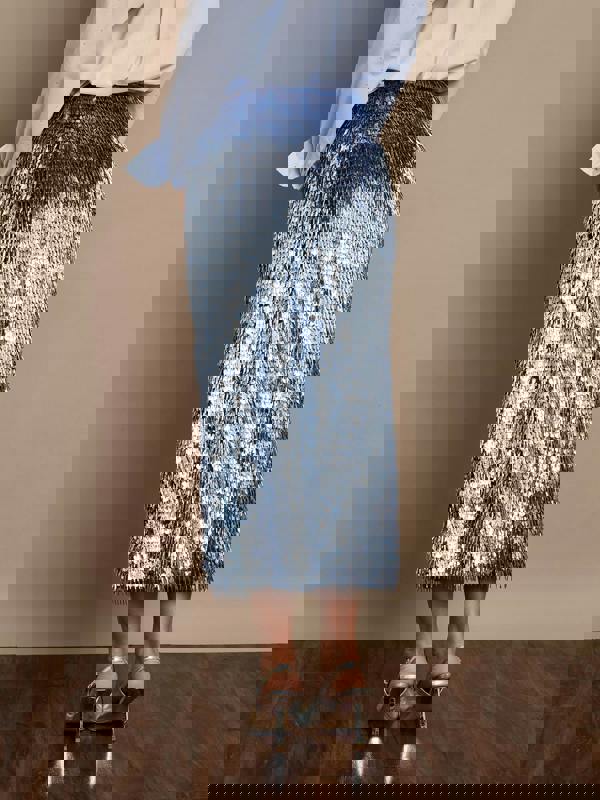GWD Simone Midi Sequin Skirt Blue
