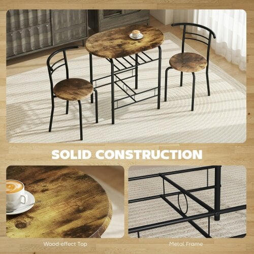 Wyld Haus Vespa Rustic Brown Compact 3 Piece Dining Table And Chair Set