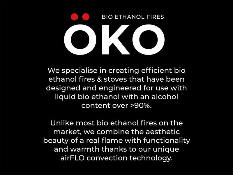 OKO S3 Bio Ethanol Stove with Log Storage in Charcoal Grey