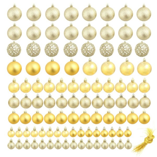 Berkfield 100 Piece Christmas Ball Set 3/4/6 cm Gold