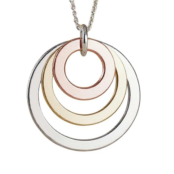 Christopher James of London Three Colour 9ct Gold Plated Triple Disc Personalised Family Necklace