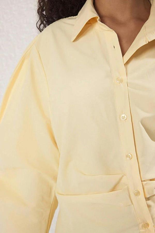 WOVCOR Asymmetrical Shirt with Balloon Sleeve Detail