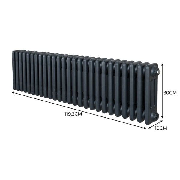 Monstershop Traditional 3 Column Radiator - 300 x 1192mm - Anthracite Grey