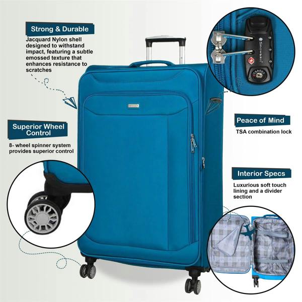 Snowball Lightweight Suitcase  4 Wheel Luggage Travel Cabin TSA Soft Bag