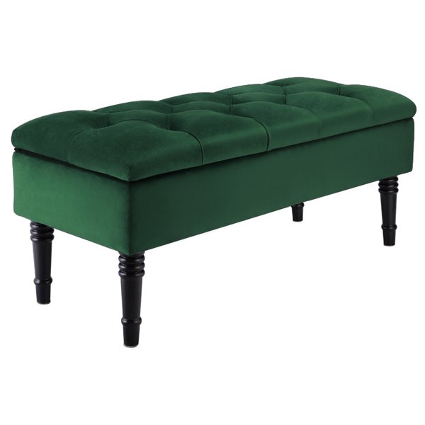 Living and Home Green Luxury Buttoned Tufted Velvet Storage Ottoman Bench