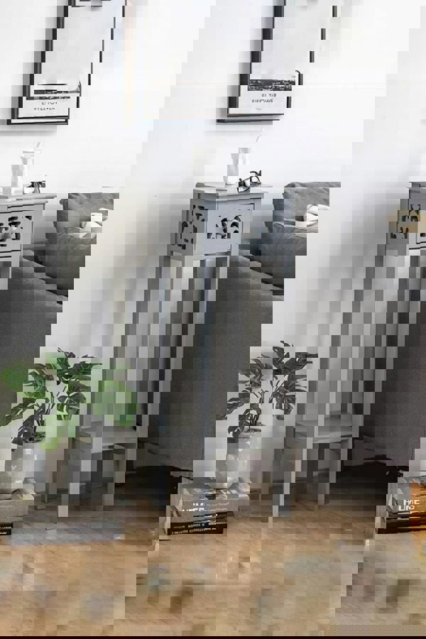 Living and Home 2-tier French Style Small Slim Accent Side Table Bed Sofa Side Storage Drawer with Bookshelf 73cm H