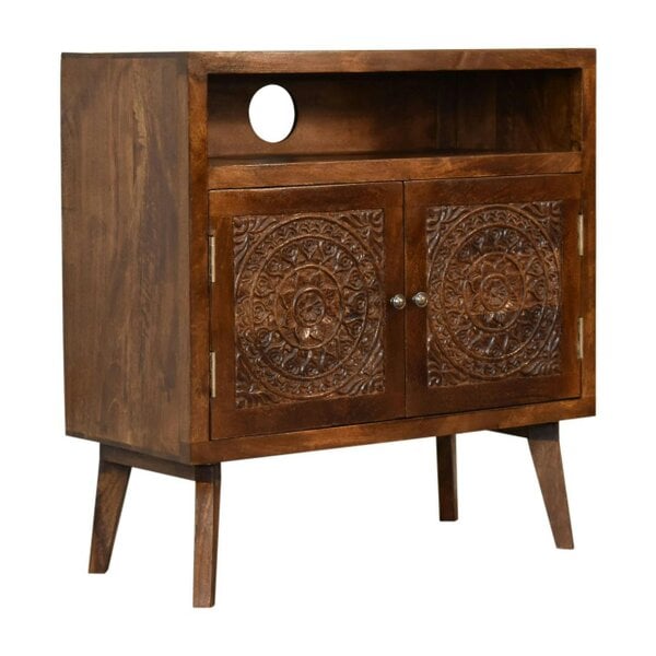 Wyld Haus Talloires Antique Style Cabinet Entertainment TV Media Unit 2 Doors Open Shelf