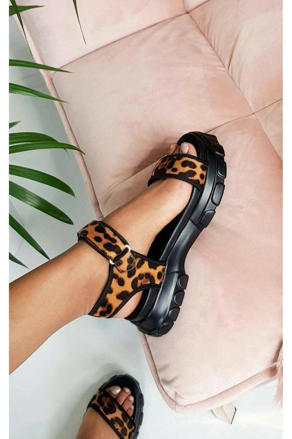 Ayla Strap Chunky Sandals - Leopard