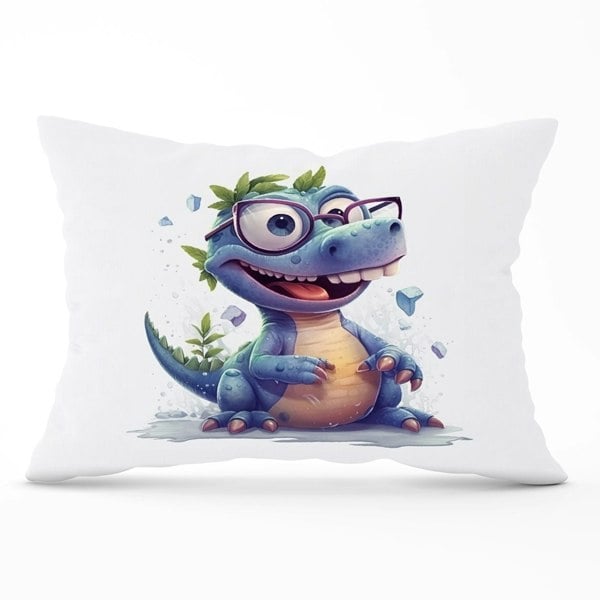 Warren Reed Happy Dinosaur With Glasses Cushions