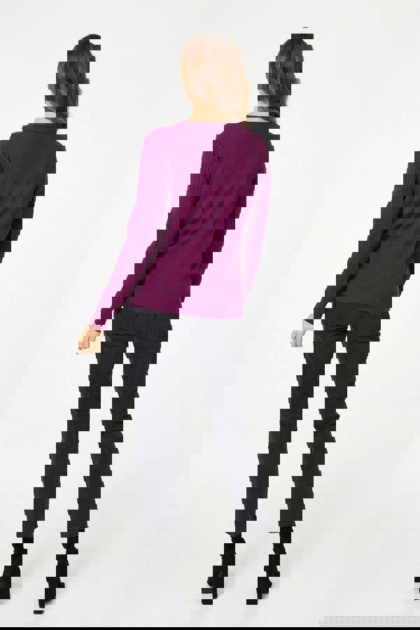 Purple | Pearl Embellished Texture Jumper
