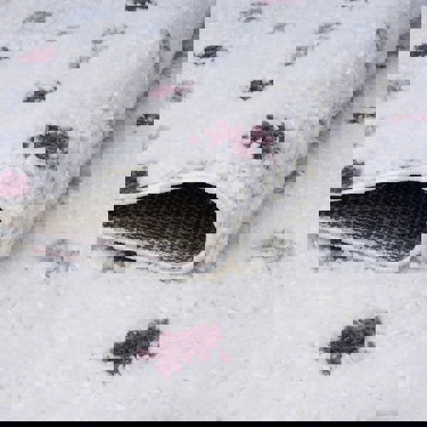 Moodi Shaggy Grey/Purple Rug, dots design, underfloor heating rug | THE RUGS