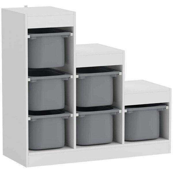 Bobobiy Toy Storage Organiser, Three-Layer Kids Toy Storage Units, with Removable Bins, for Ages 3-8 Years, Grey