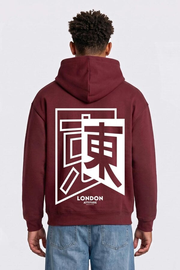 London Attitude Relaxed Fit Japanese Inspired  Graphic Hoodie