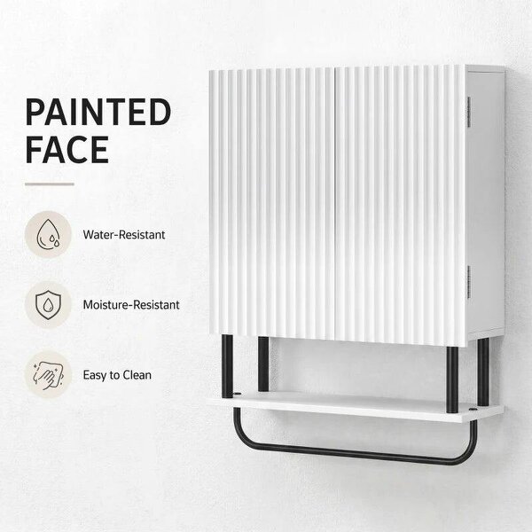 Bathroom Wall Cabinet Modern Space Saver Wall Mounted Cabinet Doors Storage White