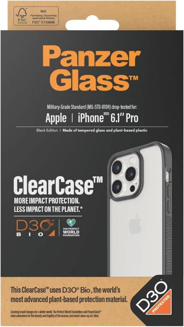 PanzerGlass Panzer Glass Military Grade Standard Drop Tested Case for iPhone 15 Pro 6.1" Black Edition - 1177