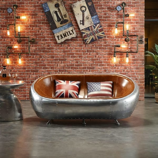 Aviator Airplane Tub Two Seater Sofa, Aluminum Loveseat-Sofas-Weilai Concept-Weilai Concept