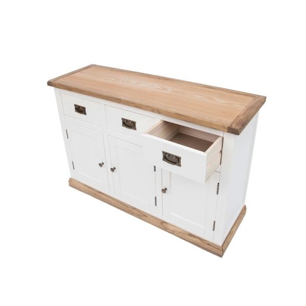 Cabinet Bits Tropea Off White 3 Drawer 3 Door Sideboard Brass Drop Handle