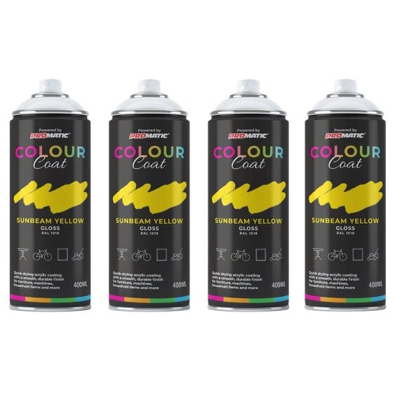 Colour Coat 4X Sunbeam Yellow RAL 1018 Gloss Spray Paint 400ml