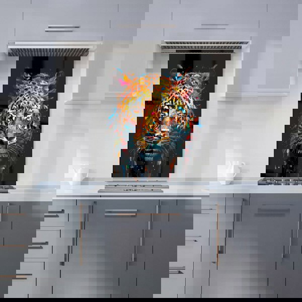 Warren Reed - Designer Splashart Leopard Face Kitchen Splashback