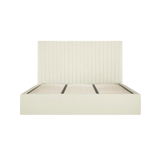 Wyld Haus Dublin Cream Upholstered 6ft Super King Size Ottoman Bed with Tall Ribbed Headboard